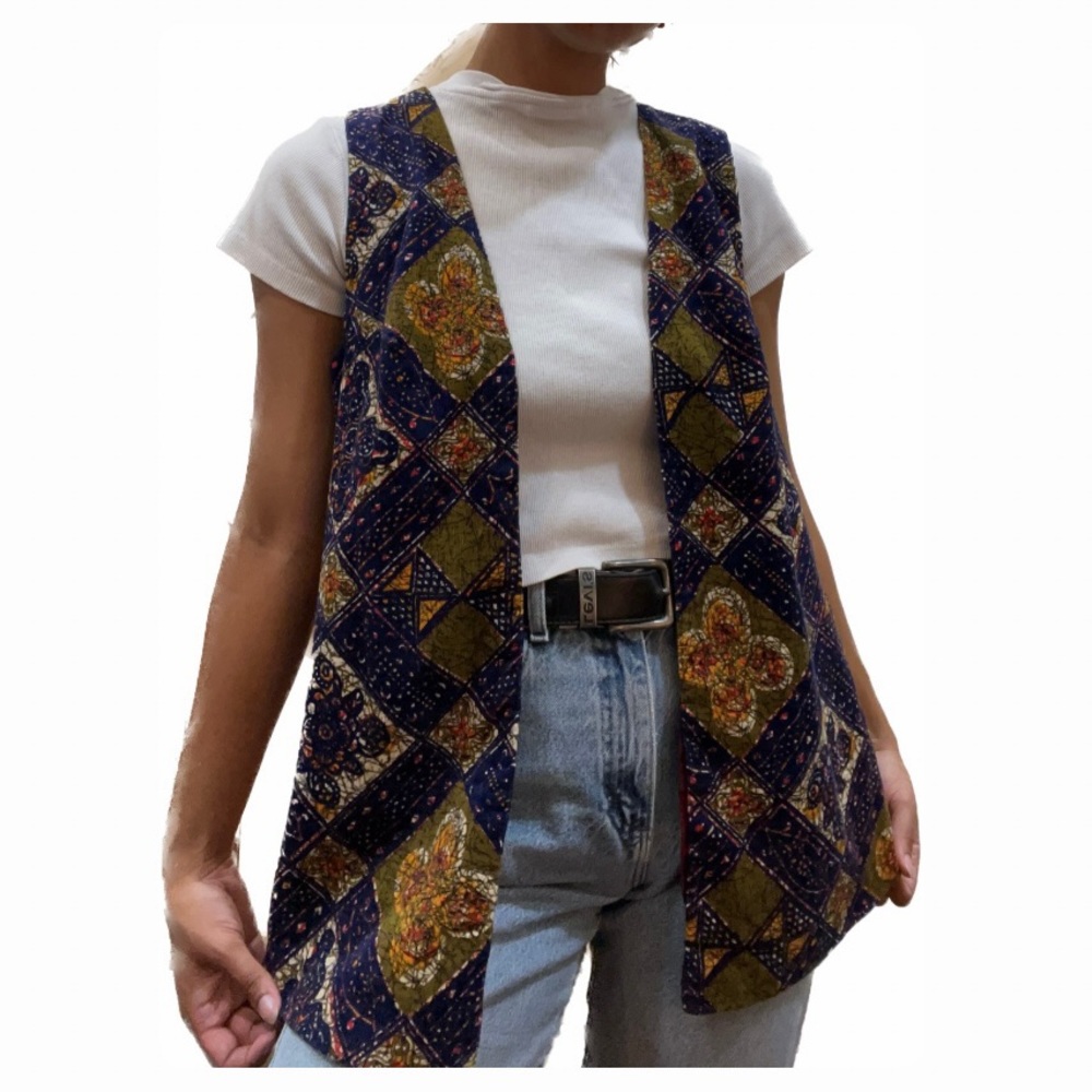 Vintage Blue Bell Patterned Vest